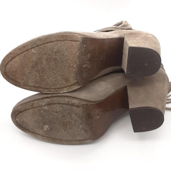 Rag & Bone Harrow Ankle Wrap Fringe Beige Suede Ankle Boots 39.5 - Picture 14 of 16
